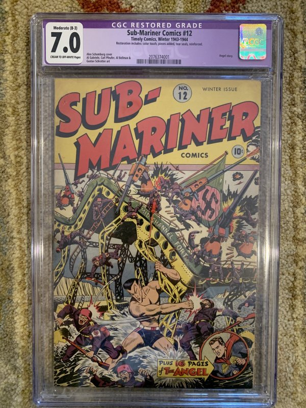 Sub-Mariner Comics #12 (1943)- Timely Comics - CGC 7.0 - Alex Schomburg cover