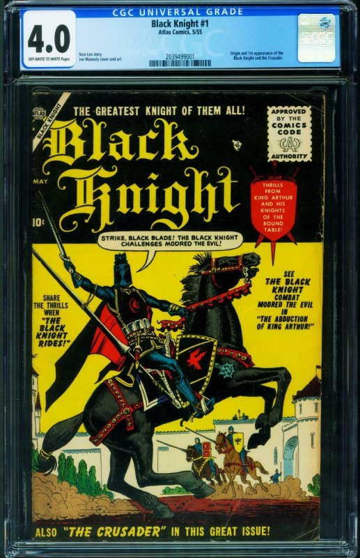 BLACK KNIGHT #1 CGC 4.0-1955-ATLAS-1ST ISSUE-ORIGIN-2039499001