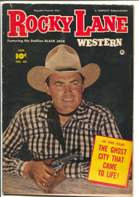 Rocky Lane Western #45-1953-Fawcett- B-Western movie star photo cover-VG+ 