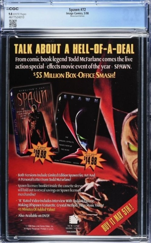 Spawn #72 Newsstand Variant CGC 9.8! 1998