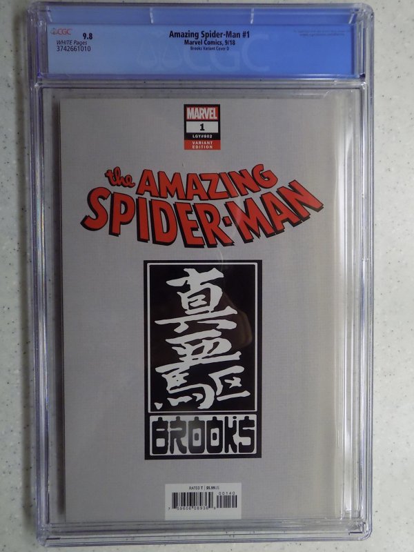 AMAZING SPIDER-MAN # 1 BROOKS COVER D VARIANT CGC 9.8. 1ST KINDRED