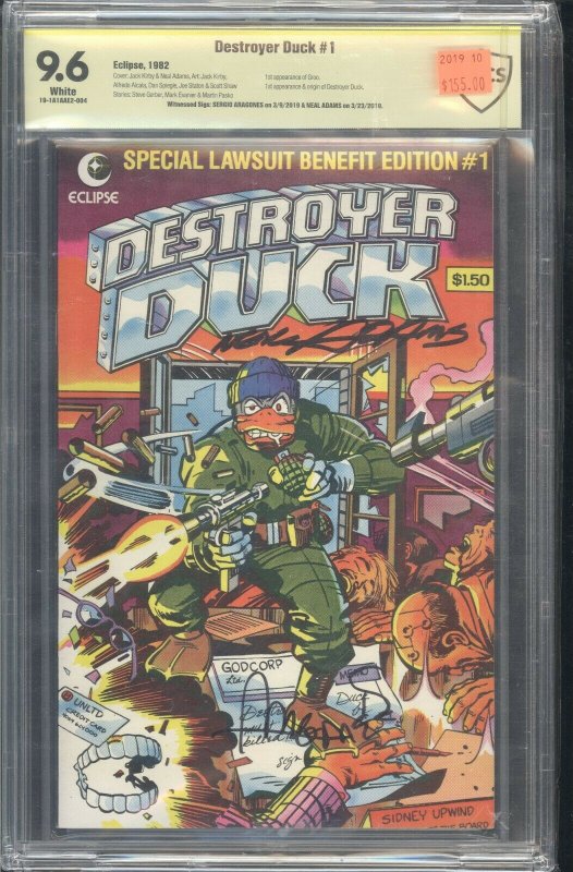 Destroyer Duck #1 CBCS 9.6 Signed by Neal Adams and Sergio Aragones