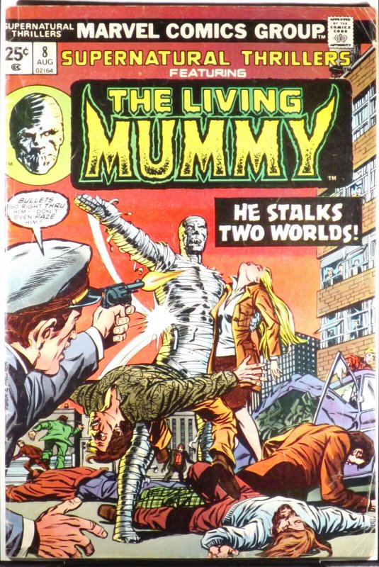 SUPERNATURAL THRILLERS #8 The Living Mummy 1974 VG/FN MCU Marvel Comics 