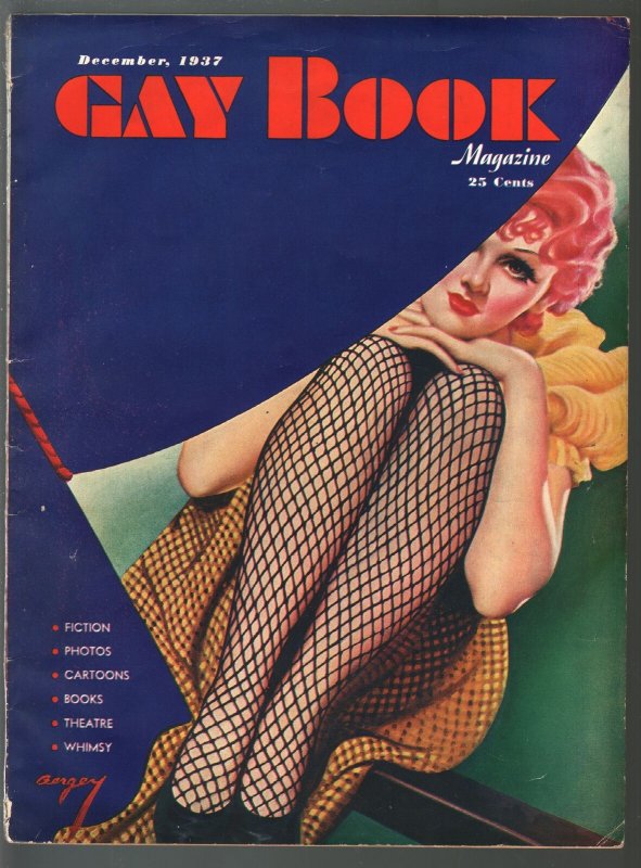 Gay Book 12/1937-Earle Bergey-Good Girl Art-stockings-lingerie-pulp fiction-FN