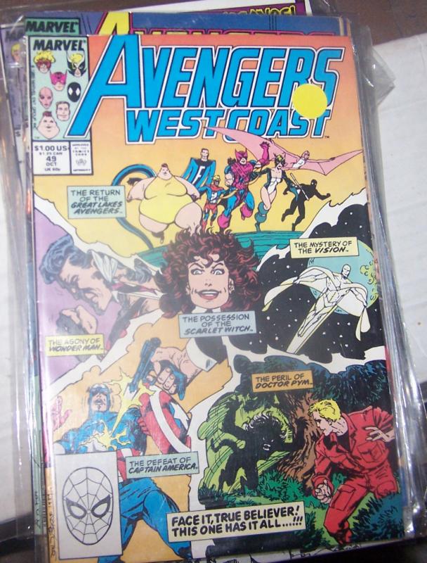 west coast avengers  # 49  OCT 1989  GREAT LAKES AVENGERS  VISION WANDA PYM