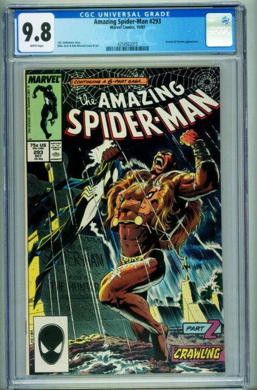 AMAZING SPIDER-MAN #293 CGC 9.8 1987-MARVEL COMICS 4254922015