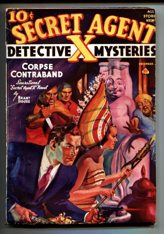 Secret Agent X 12/1938-pulp magazine-weird menace cover