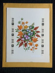 YOUR BIRTHDAY Flowers & Fall Leaves 7.5x9.5 Greeting Card Art B8507