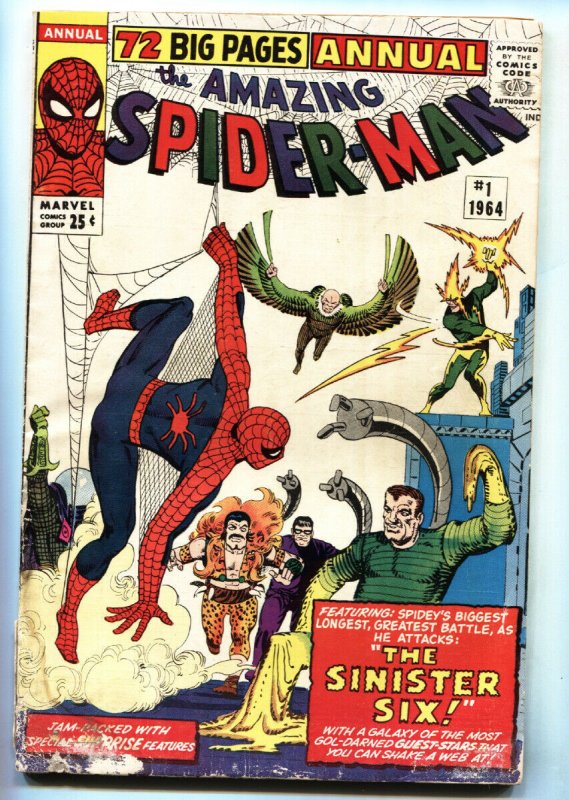 AMAZING SPIDER-MAN ANNUAL #1 1964-MARVEL-ORIGIN-STEVE DITKO ART-G