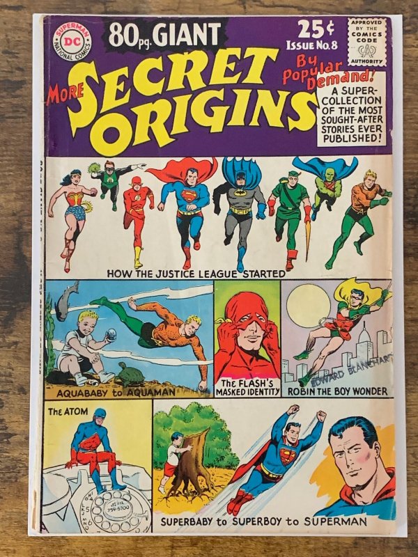 80 Page Giant #8 (1965). VG-. Origin JLA,  Aquaman, Robin, Atom, Superman.