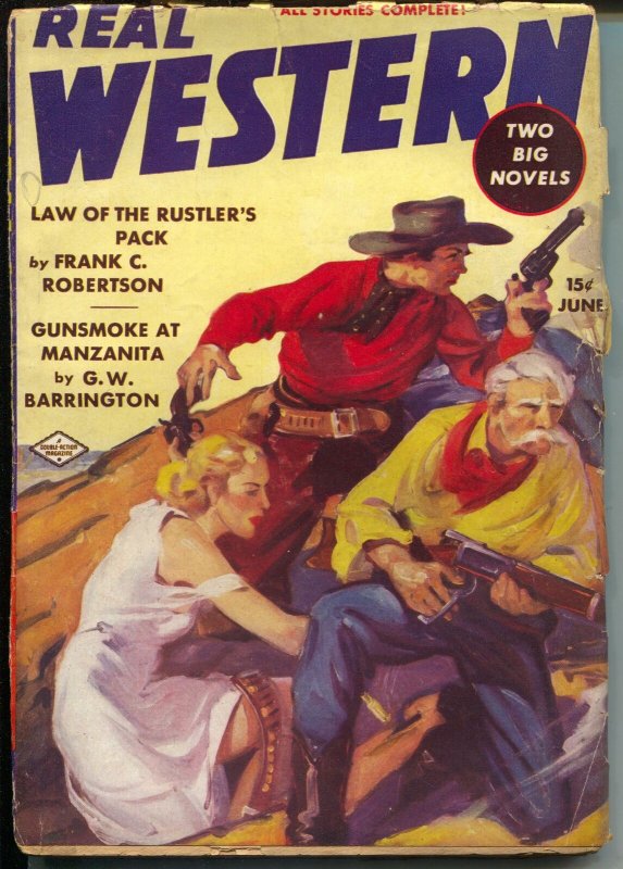 Real Western 6/1938-Double Action-Good Girl Art-Gunsmoke At Manzanita-VG