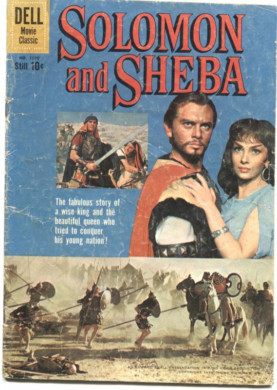 SOLOMON & SHEBA #1070-YUL BRYNNER & GINA L PHOTO CVR--DELL FOUR COLOR-1959 