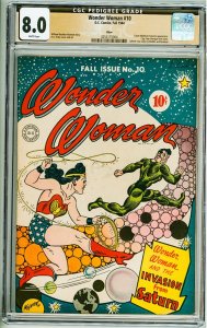 Wonder Woman #10 (1944) CGC Pedigree Grade 8.0! White Pages! Eldon!