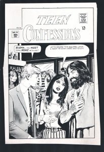 Teen Confessions #52 Black & White Cover Proof-Production Art #52   - Charlto...