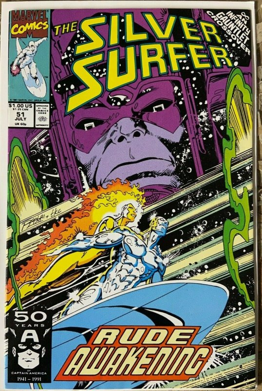 SILVER SURFER #51 (Marvel,7/1991) F-VF (Fine-Very Fine) Galactus!Infinity x-over