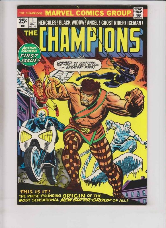 the Champions #1 VF/NM ghost rider - black widow - angel - iceman hercules 1975