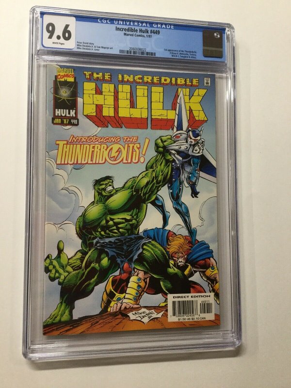 Incredible Hulk 449 Cgc 9.6 White Pages 1st Thunderbolts Marvel