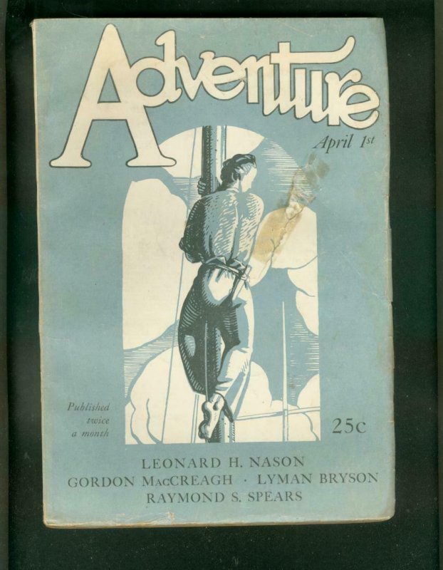 ADVENTURE PULP- 4/1/1927-RAYMOND SPEARS-LYMAN BRYSON G