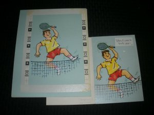 HAPPY BIRTHDAY Tennis Player Matchless Guy 7.5x10 Greeting Card Art #8855