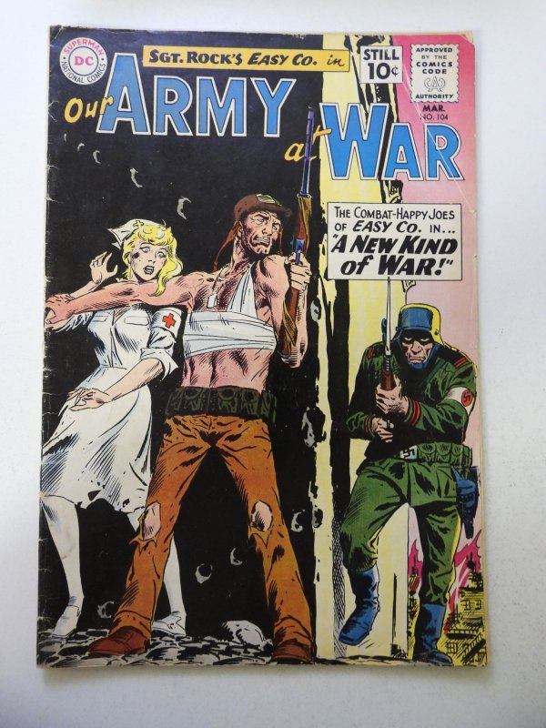 Our Army at War #104 (1961) VG- Cond 3/4 spine split cover detached at 1 staple