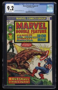 Marvel Double Feature #5 CGC NM- 9.2 White Pages Captain America Iron Man!