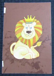 HAPPY FATHERS DAY Yellow Lion with Crown 6x9 Greeting Card Art #FD7680
