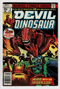 Devil Dinosaur #2 (1978), FN- (5.5); Seven-Scars trys to sacrifice Moon-Boy!