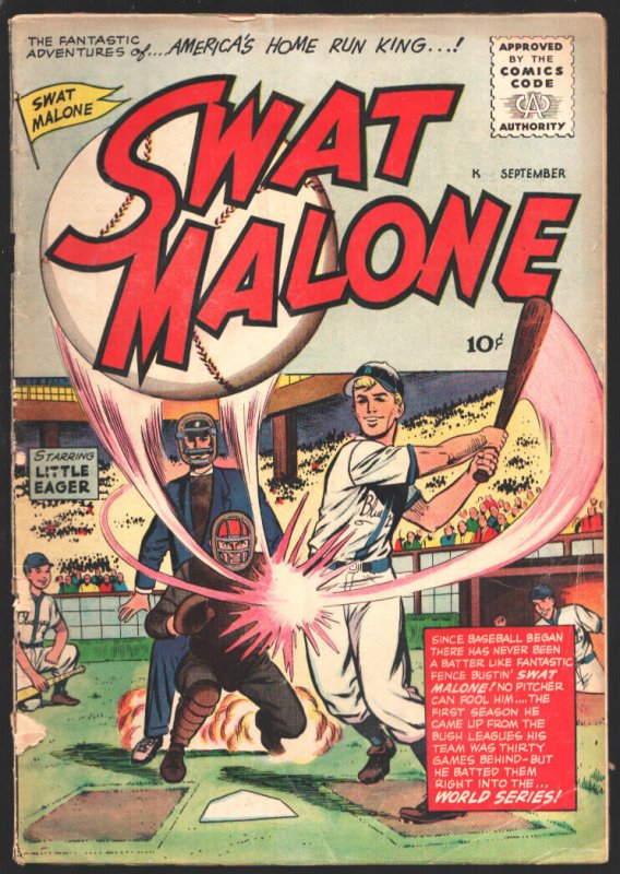Swat Malone #1 1955-1st issue-Hy Fleishman art-America's Home Run King-Jim Th...