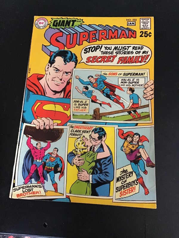 Superman #222 giant size Superman family key! High-grade! VF Wytheville CERT!