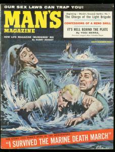 MAN'S MAGAZINE SEPT 1956-YOGI BERRA-MARINE DEATH MARCH- FN-