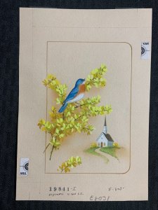 ANNIVERSARY Bird Flowers and Church 6x8.5 Greeting Card Art #8031 w/ 2 Cards