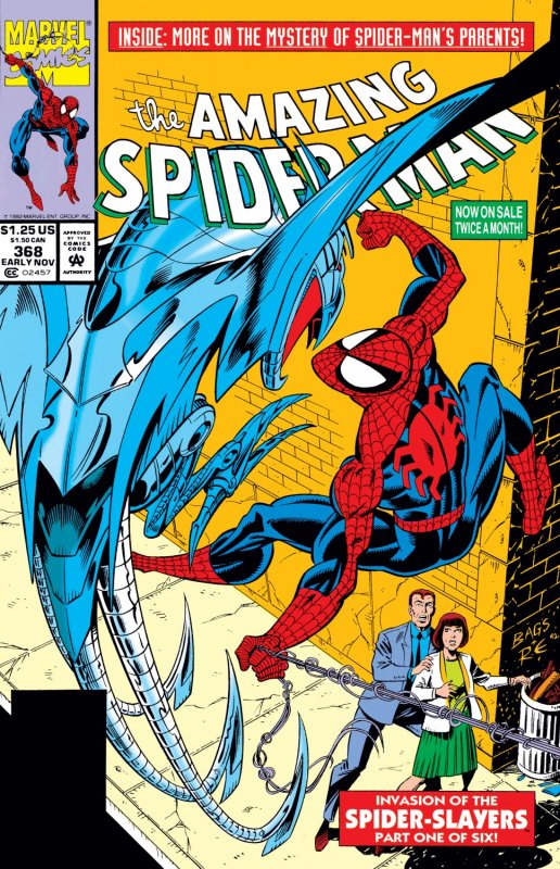 AMAZING SPIDER-MAN #368 (1992) MARK BAGLEY | DIRECT EDITION | SPIDER SLAYERS 1