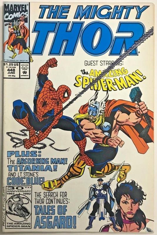 THOR#448 FN/VF 1992 'VS SPIDER-MAN' MARVEL COMICS