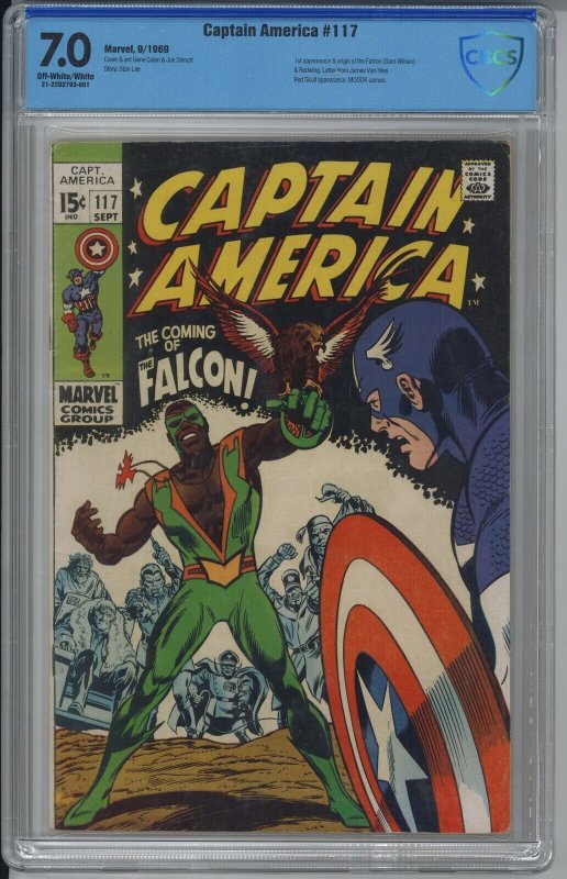 CAPTAIN AMERICA 117 CBCS 7.0 F/VF 1st App Falcon From Winter Soldier MCU Not CGC