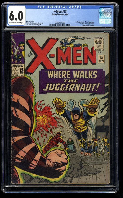 X-Men #13 CGC FN 6.0 Off White to White 2nd Juggernaut! Marvel Comics