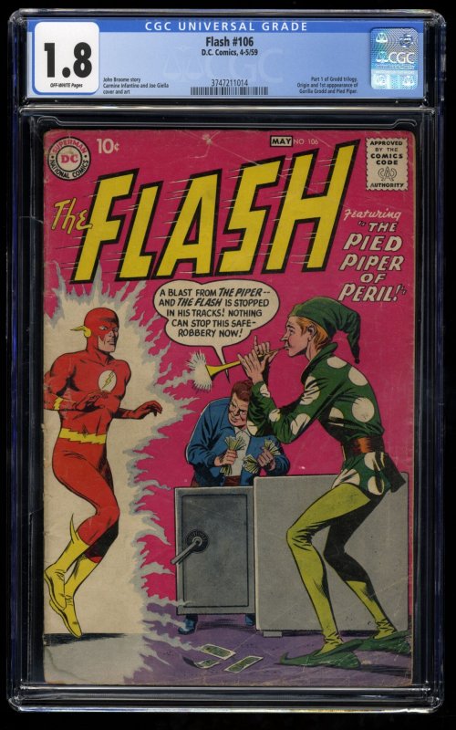 Flash #106 CGC GD- 1.8 Off White 1st Gorilla Grodd! DC Comics