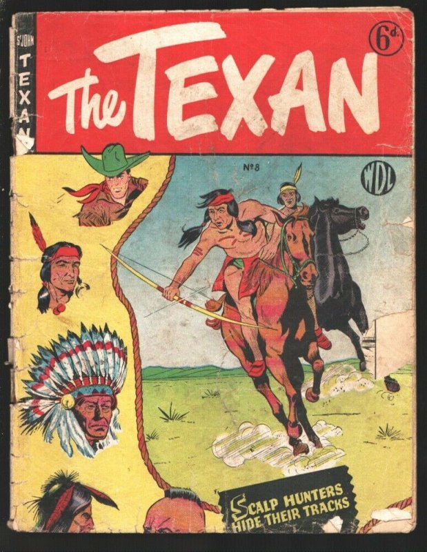 The Texan #8 1950's-2 Matt Baker stories-Scalp Hunters-Indians-Piece of cover...