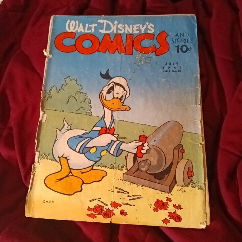 Walt Disney's Comics and Stories #10 dell 1941 ww2 era mickey mouse Donald duck