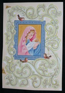 Madonna & Baby Jesus Original Christmas Greeting Card Painted Art by AH