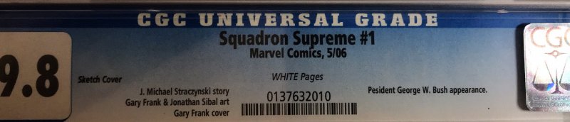 Squadron Supreme #1 Sketch Variant CGC 9.8