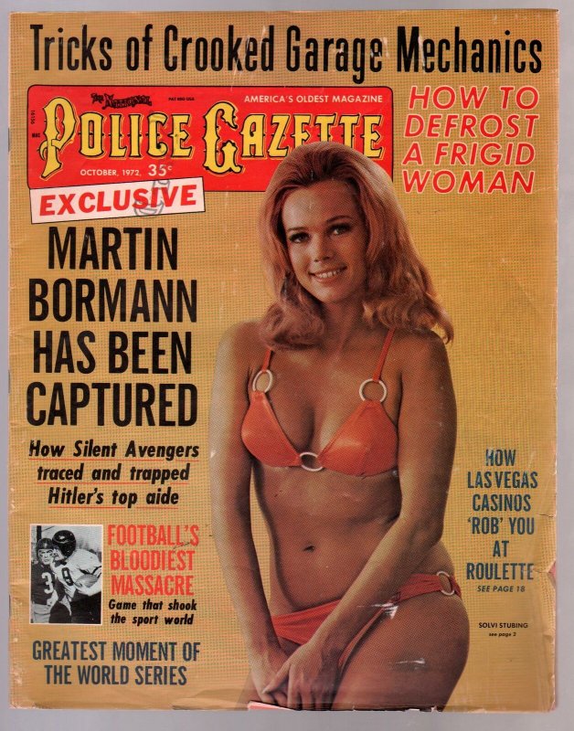 National Police Gazette 10/1972-swimsuit cover-cheesecake-Martin Bormann-Nazi-VG