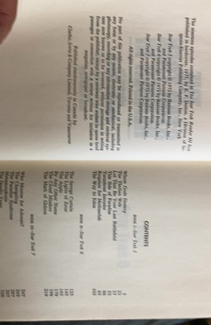 The star trek reader III,blish,1977, minor binding issue