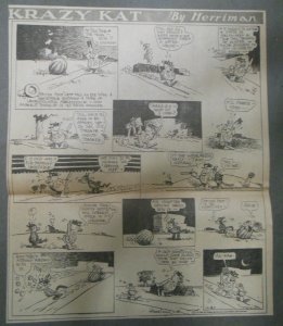 Krazy Kat Sunday Page by George Herriman 10/27/1929 Size: 12 x 15 inch Rare! B/W 