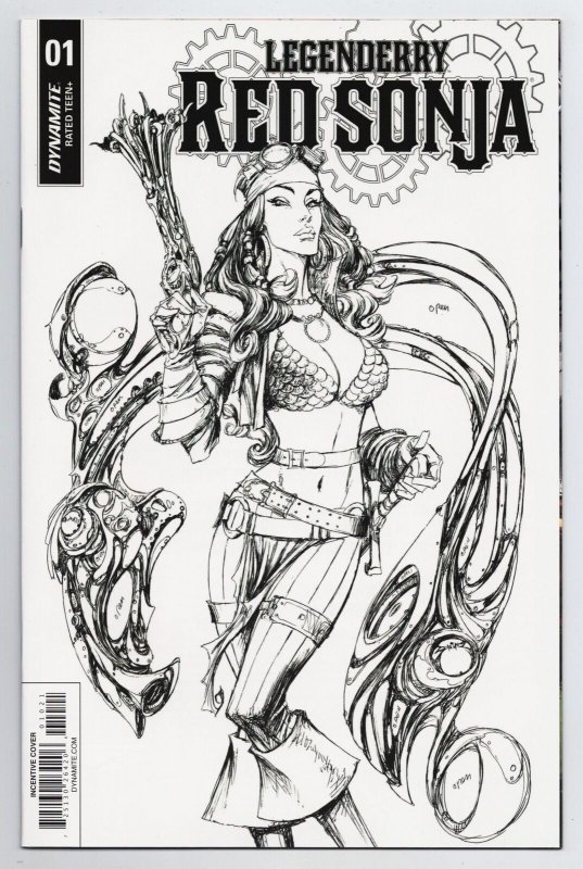 Legenderry Red Sonja #1 Benitez 1:10 B&W Variant (Dynamite, 2018) NM 