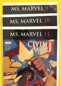 Ms. Marvel 9 10 11 CIVIL WAR 1ST APPEARANCE OF LOCKDOWN (2016)