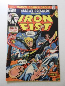 Marvel Premiere #15 (1974) VF Condition! MVS intact! 1st App of Iron Fist!