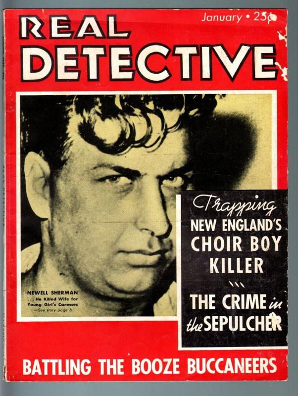 REAL DETECTIVE-JAN 1936-PULP TRUE CRIME-BOOZE BUCCANEERS VS THE COAST GUARD VG