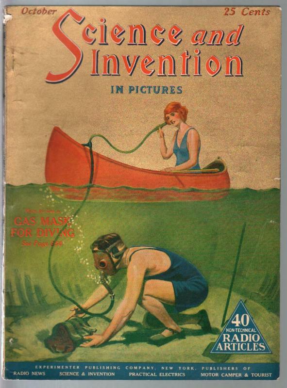 Science & Invention 10/1924-Gernsback-gas mask for diving-Dunninger-FN-