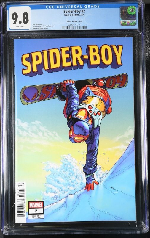 Spider-Boy #2 CGC 9.8 Humberto Ramos Snowboard Variant Cover Marvel 2023 Graded