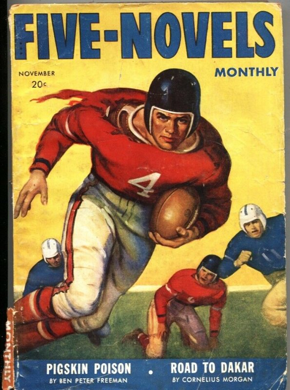 FIVE NOVELS MONTHLY-NOV 1942---ADVENTURE-PULP-FOOTBALL GAME COVER